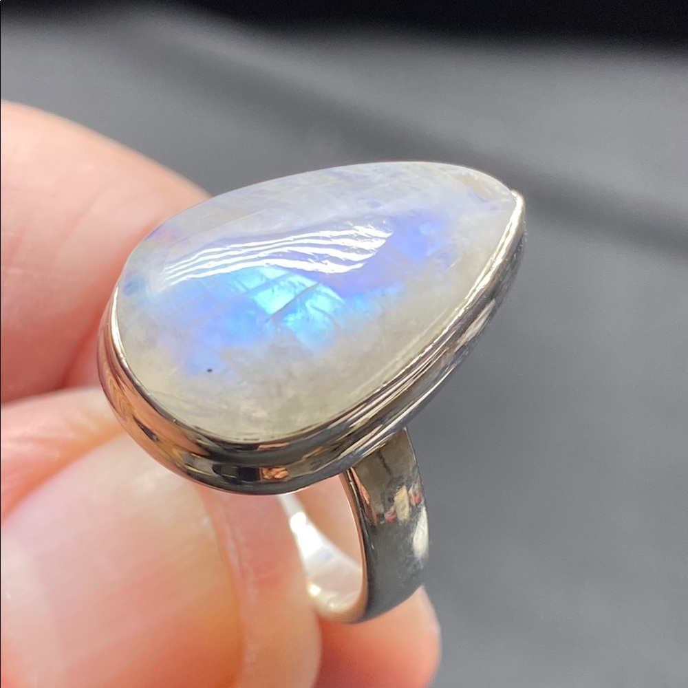 Moonstone Ring In Solid Sterling Silver 925 Size 6 - image 3